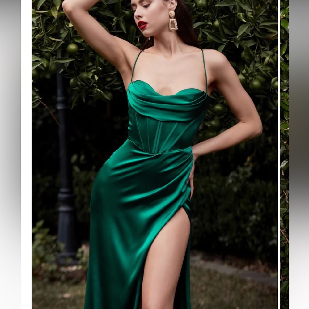 Long satin corset gown